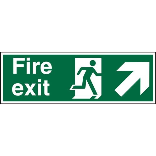 Fire Exit Sign Up Man Running with Right Arrow Self Adhesive Acrylic 10 x 30 cm