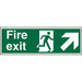 Fire Exit Sign Up Man Running with Right Arrow Self Adhesive Acrylic 10 x 30 cm