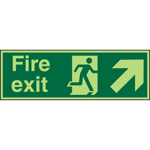 Fire Exit Sign Up Right Arrow Plastic 15 x 45 cm