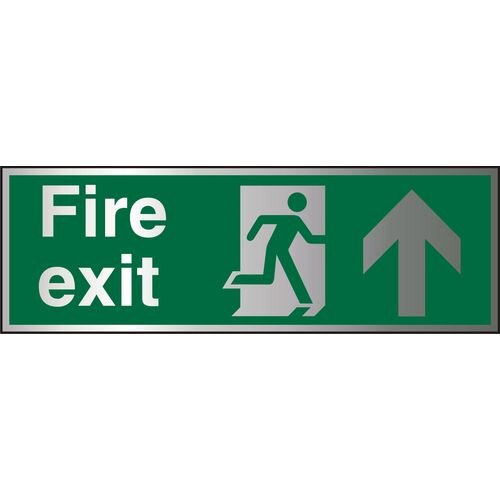 Fire Exit Sign Up Arrow Aluminium 10 x 30 cm