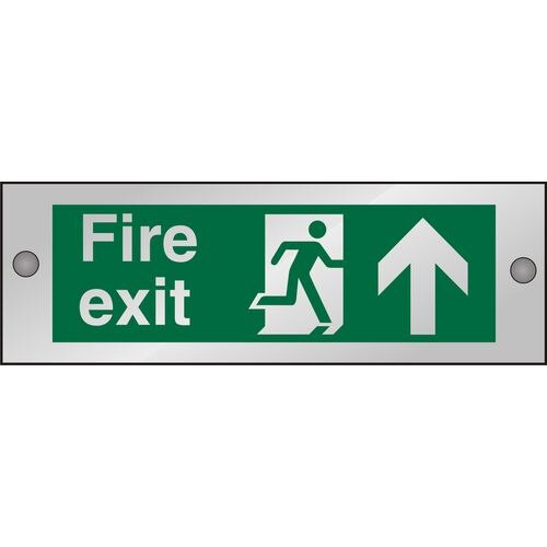 Fire Exit Sign with Up Arrow Self Adhesive Acrylic Green 10 x 30 cm