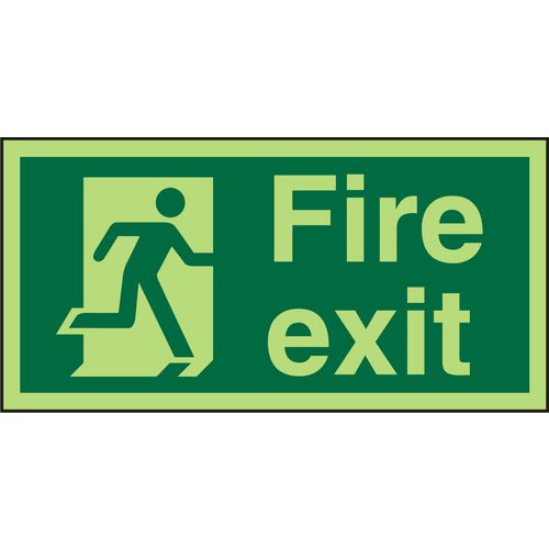 Fire Exit Sign with Right Arrow Self Adhesive Vinyl Green 10 x 20 cm