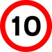 Road Sign 10 Mph Aluminium Composite 45 x 45 cm