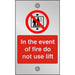 Fire Sign Do Not Use Lift Acrylic 20 x 12 cm