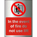 Fire Sign Do Not Use Lift Aluminium Silver, Red 20 x 15 cm