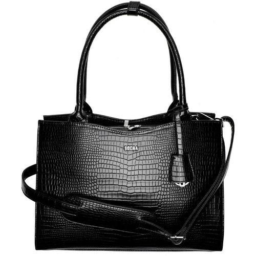 SOCHA Ladies Laptop Bag Croco Jet Black 42 x 13 x 31.5 cm Black