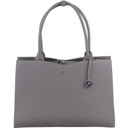 SOCHA Ladies Laptop Bag Straight Line Mud 15.6 Inch Synthetic Leather Light Grey 42 x 13 x 31.5 cm