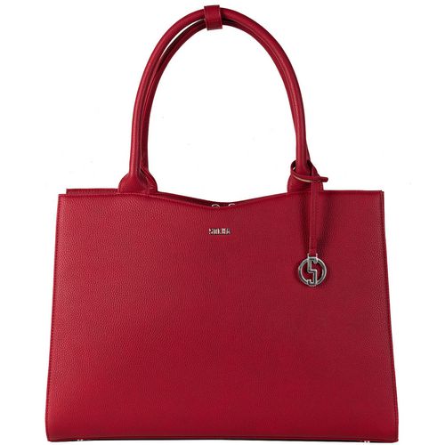 SOCHA Ladies Laptop Bag Straight Line Red 15.6 Inch Synthetic Leather Red 42 x 13 x 31.5 cm