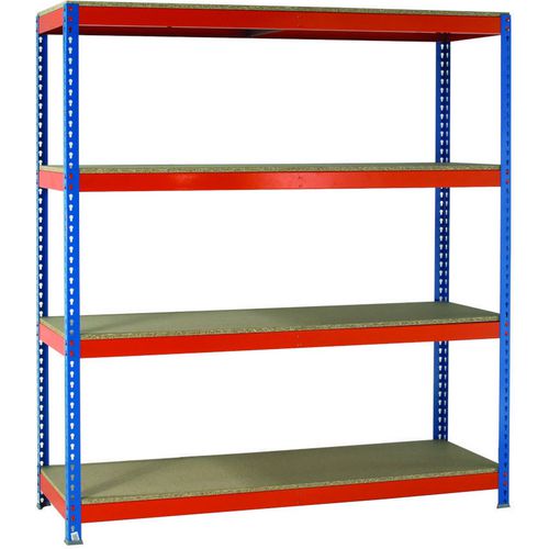 SLINGSBY Heavy Duty Boltless Chipboard with 4 Shelves 60 x 60 x 2500mm Blue & Orange