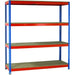 SLINGSBY Heavy Duty Boltless Chipboard with 4 Shelves 60 x 60 x 2500mm Blue & Orange