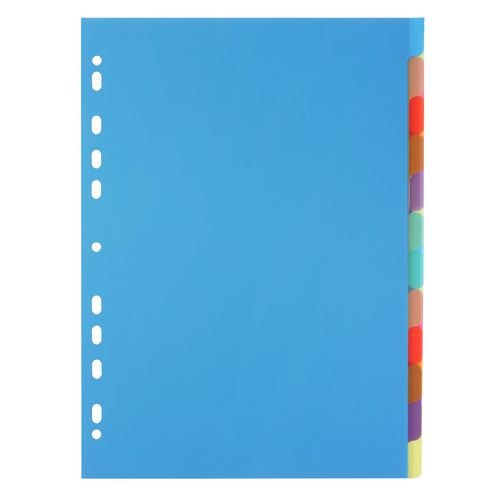 Exacompta Chromaline Blank Dividers A4 Assorted Multicolour 12 Part PP (Polypropylene) 11 Holes 3612E Pack of 15