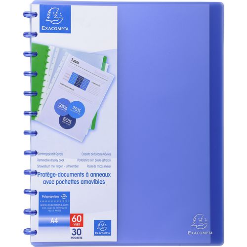 Exacompta Display Book 86352E A4 Blue 30 Pockets Pack of 4