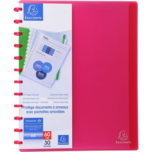 Exacompta Display Book 86355E A4 Red 30 Pockets Pack of 4