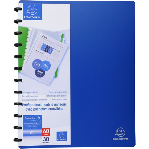 Exacompta Display Book 86362E A4 Blue 30 Pockets Pack of 4