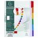 Exacompta Blank Dividers A4+ Assorted Multicolour 6 Part Cardboard 18 Holes 4306E Pack of 20