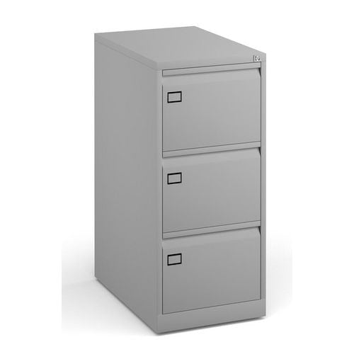 Dams International Filing Cabinet with 3 Lockable Drawers DEF3G 470 x 622 x 1016mm Grey