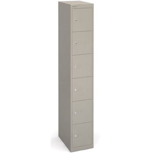 Bisley Basic Contract Locker Lockable with 6 Doors CLK186 Steel 305 x 457 x 1802mm Goose Grey