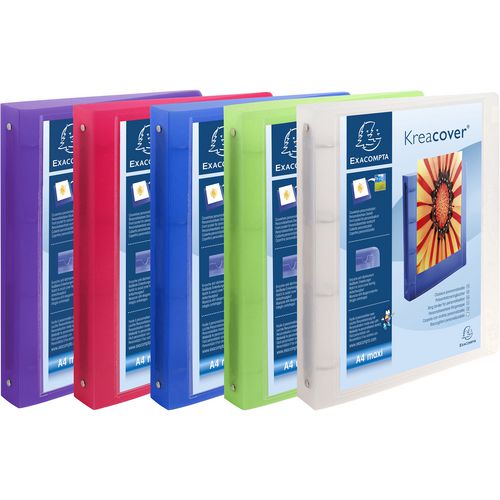 Exacompta Presentation Ring Binder Polypropylene A4+ 4 ring 30 mm Assorted Pack of 15