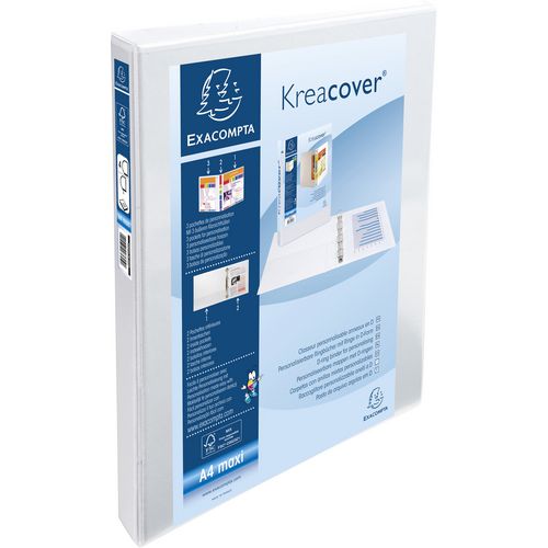 Exacompta Presentation Ring Binder Kreacover Personal 51841E Polypropylene A4 4 ring 20 mm White Pack of 10