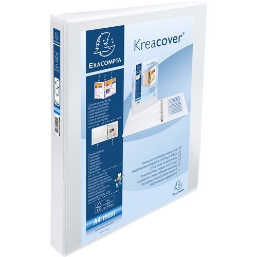 Exacompta Presentation Ring Binder Kreacover Personal 51842E Polypropylene A4 4 ring 30 mm White Pack of 10