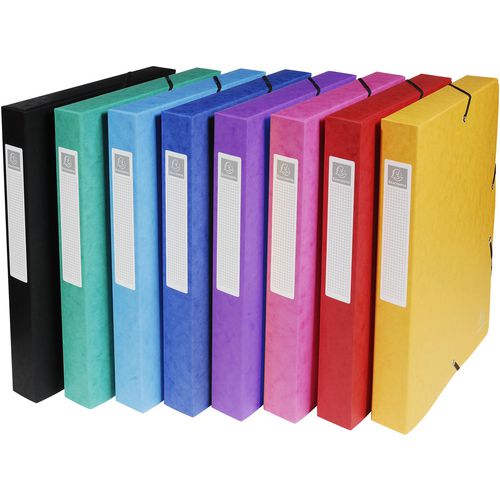 Exacompta Filing Box 50400E A4 Assorted Mottled Pressboard 40 mm Pack of 8