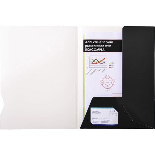 Exacompta 2 Flap Folder 635011E A4 Black Cardboard 24 x 32 cm Pack of 20