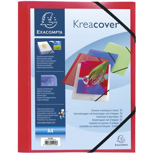 Exacompta 3 Flap Folder 55185E A4 Red Polypropylene 24 x 32 cm Pack of 25