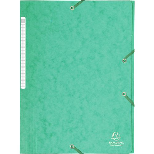 Exacompta 3 Flap Folder 17103H A4 Green 425gsm Pressboard 24x32cm Pack of 25