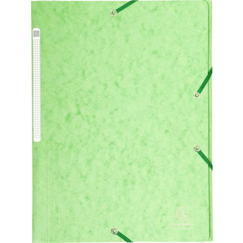 Exacompta 3 Flap Folder 17122H A4 Soft Green 425gsm Pressboard 24x32cm Pack of 25