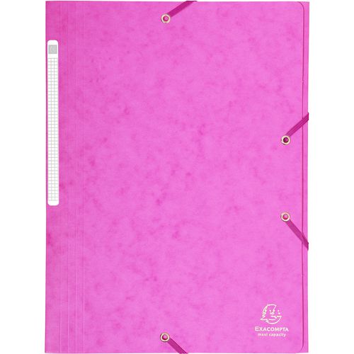 Exacompta 3 Flap Folder 17108H A4 Pink 425gsm Pressboard 24x32cm Pack of 25