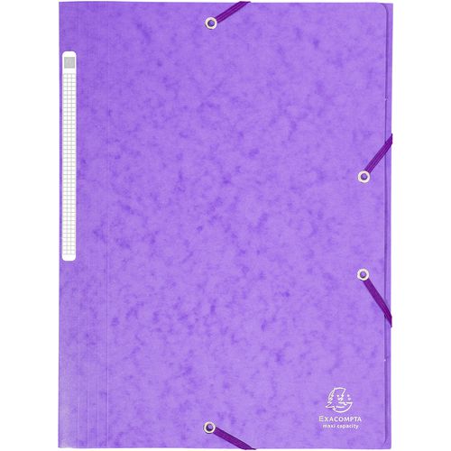 Exacompta 3 Flap Folder 17113H A4 Purple 425gsm Pressboard 24x32cm Pack of 25