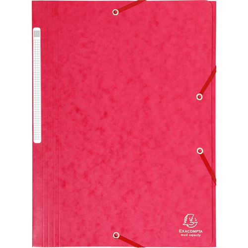 Exacompta 3 Flap Folder 17109H A4 Red 425gsm Pressboard 24x32cm Pack of 25