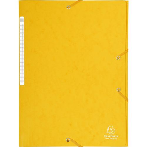 Exacompta 3 Flap Folder 17106H A4 Yellow 425gsm Pressboard 24x32cm Pack of 25