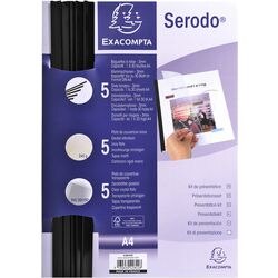 Exacompta Report Covers with Binding Rods 42842E A4 Black PVC 21 x 29.7 cm Pack of 5