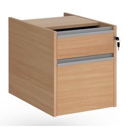 Dams International Fixed Pedestal with 2 Lockable Drawers MFC Contract 25 416 x 590 x 474mm Beech, Silver