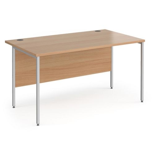 Rectangular Straight Desk with Beech Coloured MFC Top and Silver H-Frame Legs Contract 25 1400 x 800 x 725mm