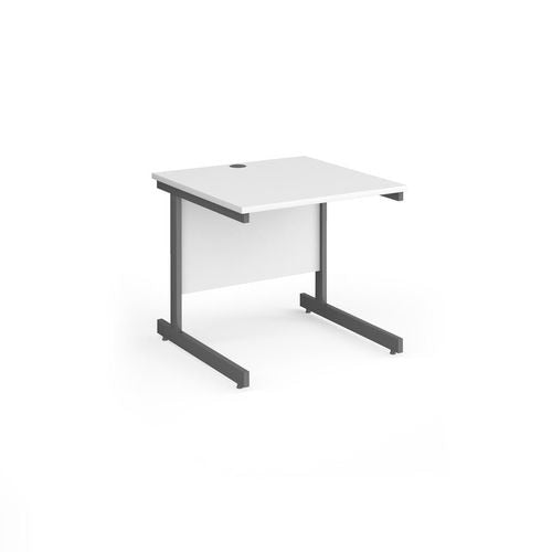 Rectangular Straight Desk with White MFC Top and Graphite Frame Cantilever Legs Contract 25 800 x 800 x 725mm