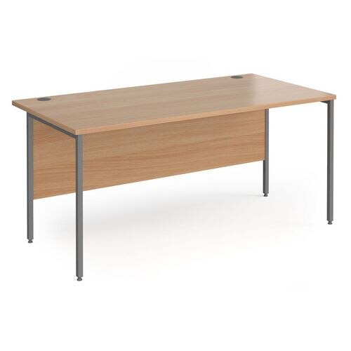 Rectangular Straight Desk with Beech Coloured MFC Top and Graphite H-Frame Legs Contract 25 1600 x 800 x 725mm