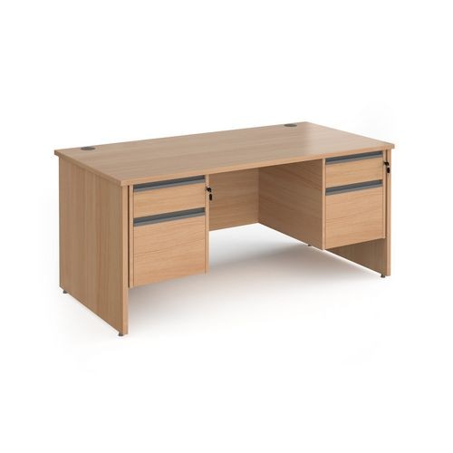 Dams International Straight Desk with Beech Coloured MFC Top and Graphite Frame Panel Legs and 2 x 2 Lockable Drawer Pedestals Contract 25 1600 x 800 x 725mm