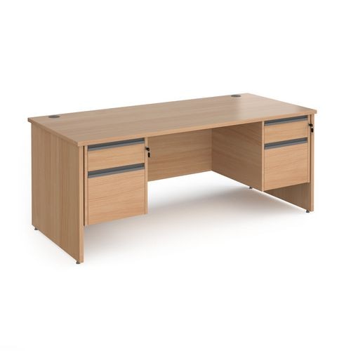 Dams International Straight Desk with Beech Coloured MFC Top and Graphite Frame Panel Legs and 2 x 2 Lockable Drawer Pedestals Contract 25 1800 x 800 x 725mm