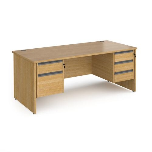 Dams International Straight Desk with Oak Coloured MFC Top and Graphite Frame Panel Legs and Two & Three Lockable Drawer Pedestals Contract 25 1800 x 800 x 725mm