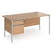 Straight Desk with Beech Coloured MFC Top and Silver H-Frame Legs and 2 Lockable Drawer Pedestal CH16S2-S-B 1600 x 800 x 725mm