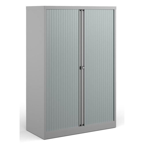 Bisley Tambour Cupboard Lockable Steel & Aluminium DST65G 1000 x 470 x 1570 - 1585mm Goose Grey