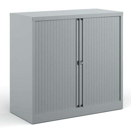 Bisley Tambour Cupboard Lockable Steel & Aluminium DST40S 1000 x 470 x 1000 - 1015mm Silver