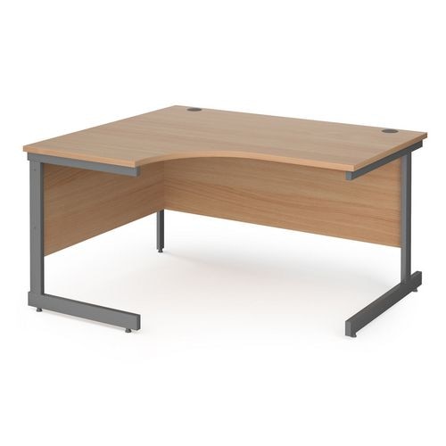 Left Hand Ergonomic Desk with Beech Coloured MFC Top and Graphite Frame Cantilever Legs Contract 25 1400 x 1200 x 725 mm