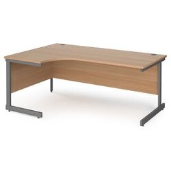 Left Hand Ergonomic Desk with Beech Coloured MFC Top and Graphite Frame Cantilever Legs Contract 25 1800 x 1200 x 725 mm