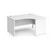 Dams International Right Hand Ergonomic Desk with White MFC Top and Silver Panel Ends and Silver Frame Corner Post Legs Contract 25 1400 x 1200 x 725 mm