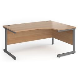 Right Hand Ergonomic Desk with Beech Coloured MFC Top and Graphite Frame Cantilever Legs Contract 25 1600 x 1200 x 725 mm