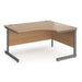 Right Hand Ergonomic Desk with Beech Coloured MFC Top and Graphite Frame Cantilever Legs Contract 25 1400 x 1200 x 725 mm