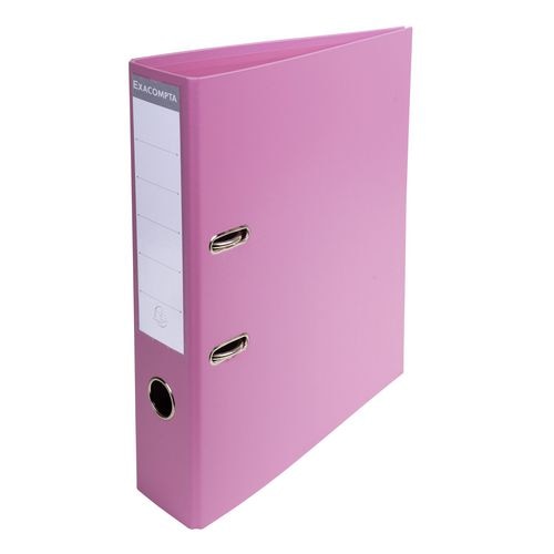 Exacompta PremTouch Lever Arch File A4 70 mm Pink 2 ring 53755E Cardboard, PVC (Polyvinyl Chloride) Portrait Pack of 10